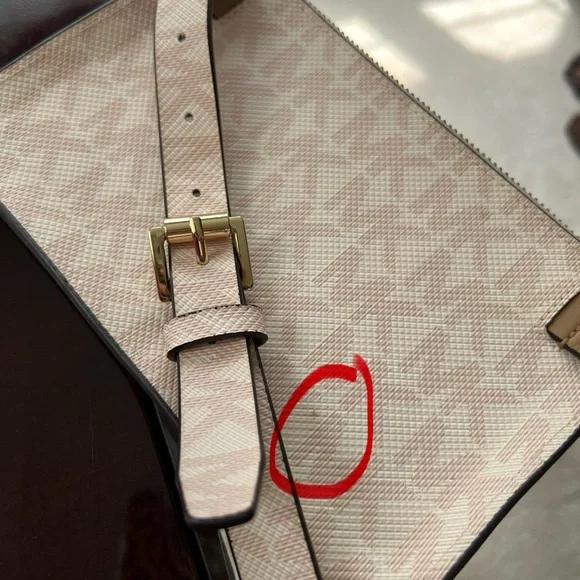 Michael Kors Monogram Nude Pink Leather Fanny Pack Belt with Gold Chain Zipper - Picture 7 of 9